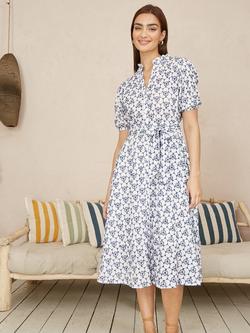 Yumi Borderie Anglaise Midi Shirt Dress, White, White