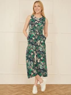 Yumi Leaf Culotte Jumpsuit, Navy, Navy