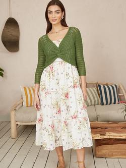 Yumi Crochet Twist Front Bolero Top - view 2, Green