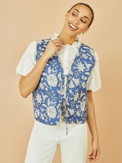 Yumi Flower Reversible Waistcoat, Blue/Yellow