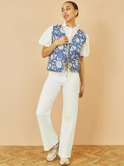 Yumi Flower Reversible Waistcoat - view 2, Blue/Yellow