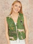 Yumi Flower Reversible Waistcoat, Green
