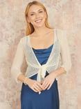Yumi Popcorn Yarn Tie Front Bolero Top, Ivory