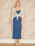 Yumi Popcorn Yarn Tie Front Bolero Top, Ivory