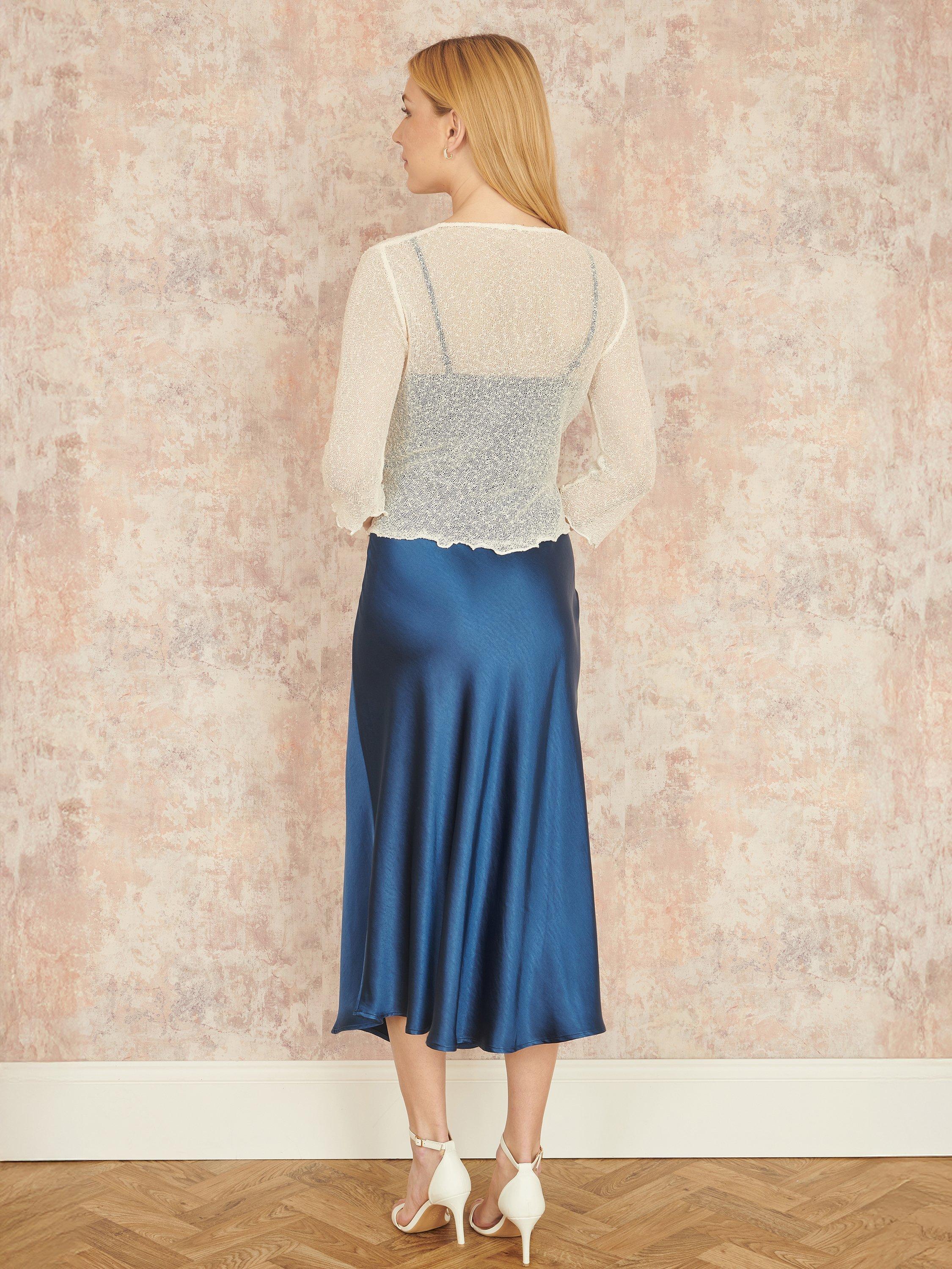 Product image 4 of 5, which shows Yumi Popcorn Yarn Tie Front Bolero Top, Ivory, M