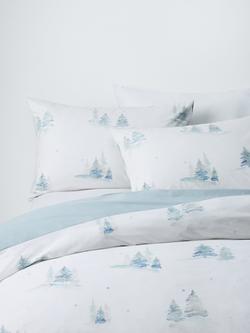 John Lewis Snowy Forest Duvet Cover Set, Light Blue