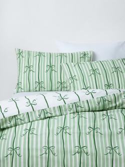 John Lewis Christmas Bow Duvet Cover Set, Green Multi Green