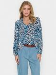 Saint Tropez Eda Leopard Print Top, Blue/Multi