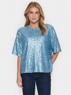 Saint Tropez Jada Sequin Top, Blue, Blue
