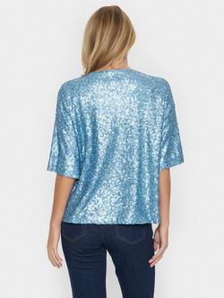 Saint Tropez Jada Sequin Top, Blue - view 2, Blue