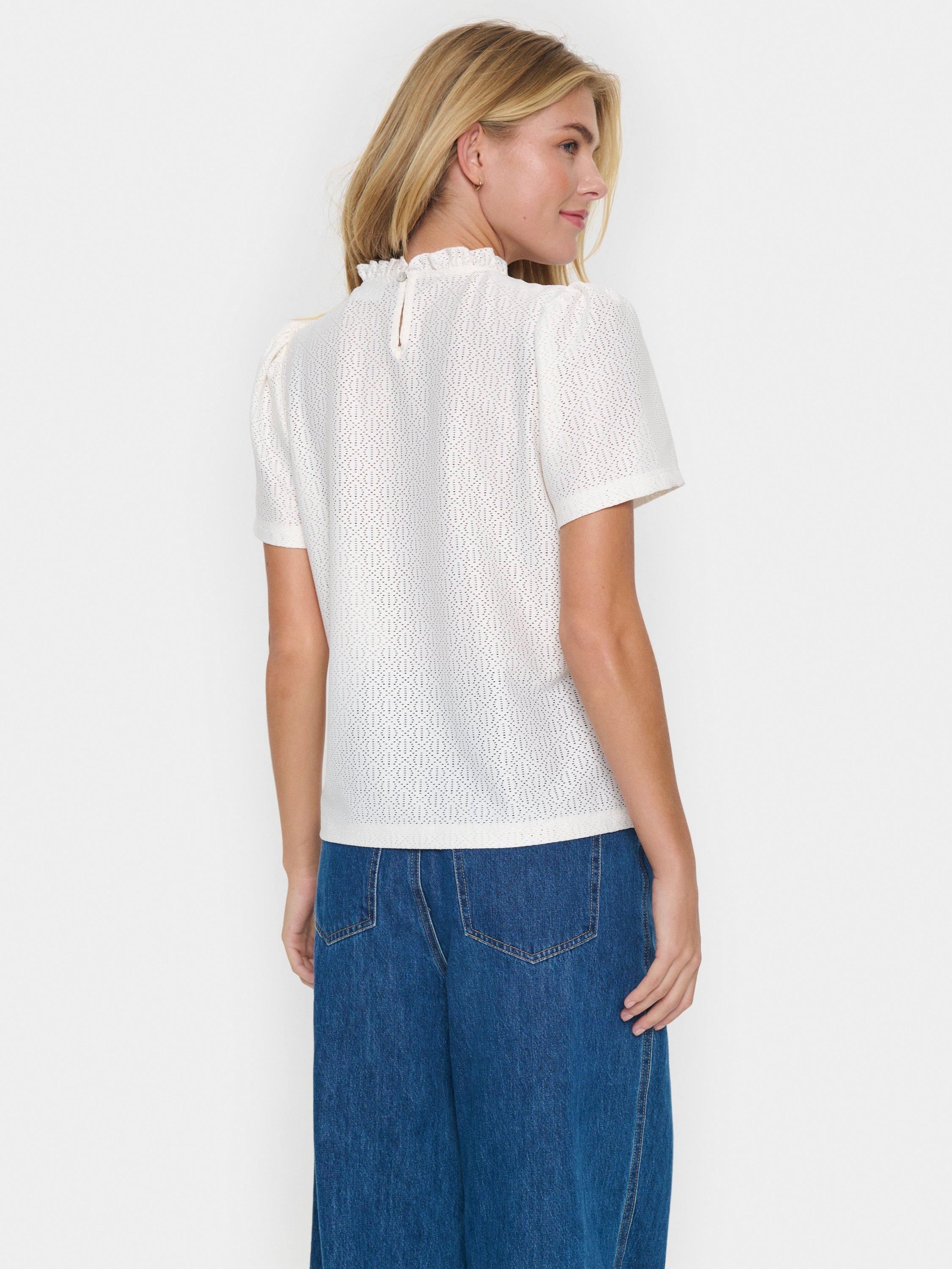 Product image 2 of 6, which shows Saint Tropez Jovita Frill Neck Top, White, XS