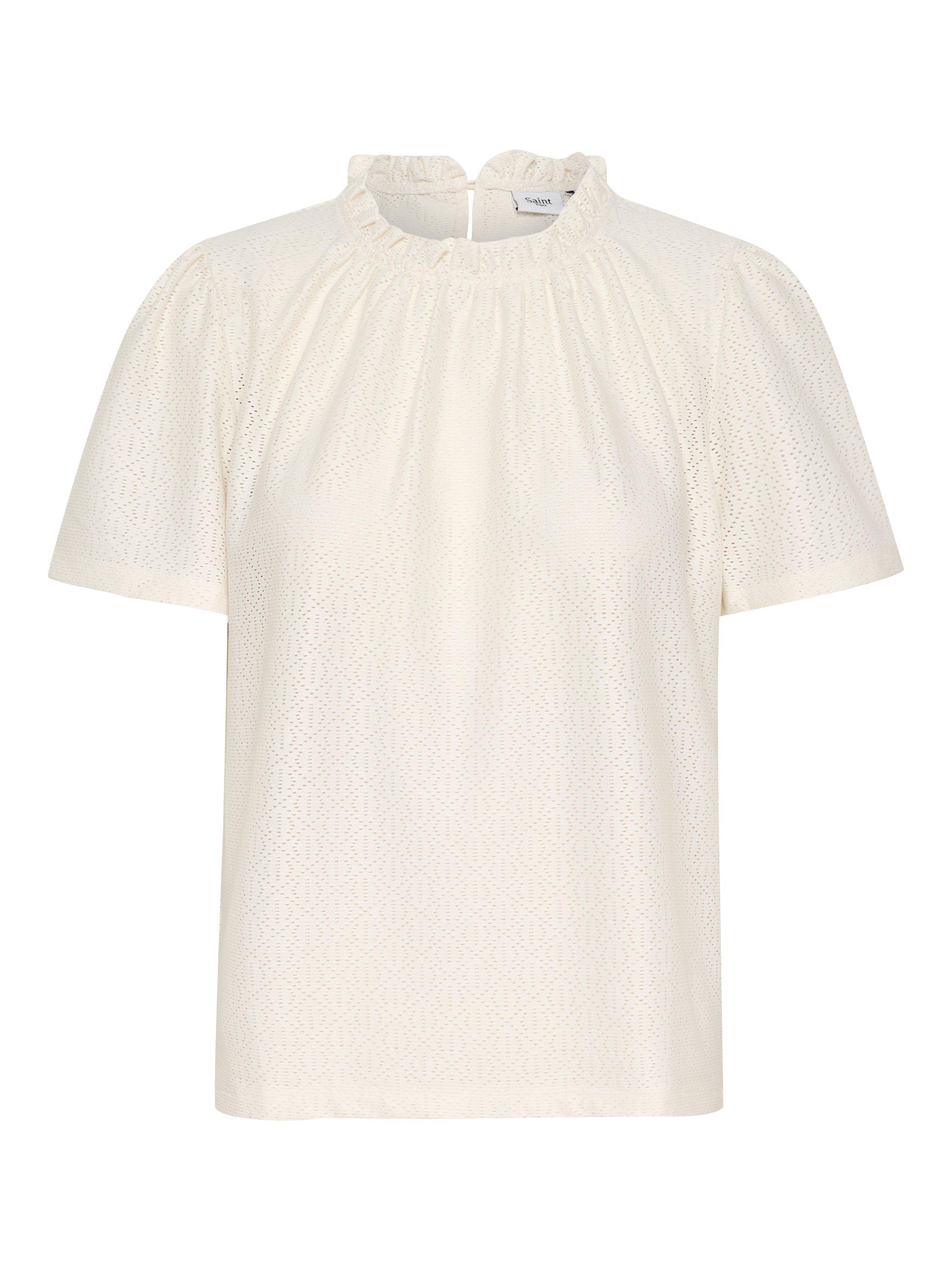 Product image 5 of 6, which shows Saint Tropez Jovita Frill Neck Top, White, XS