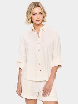 Saint Tropez Zalinda Roll Tab Sleeve Shirt, White, White