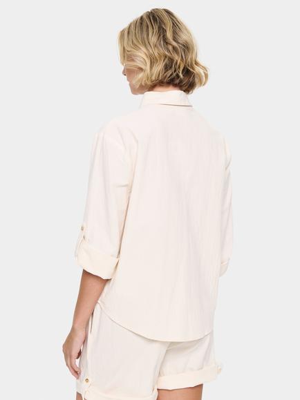 Saint Tropez Zalinda Roll Tab Sleeve Shirt, White - view 2, White