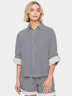 Saint Tropez Zalinda Stripe Roll Tab Shirt, White/Multi, White/Multi