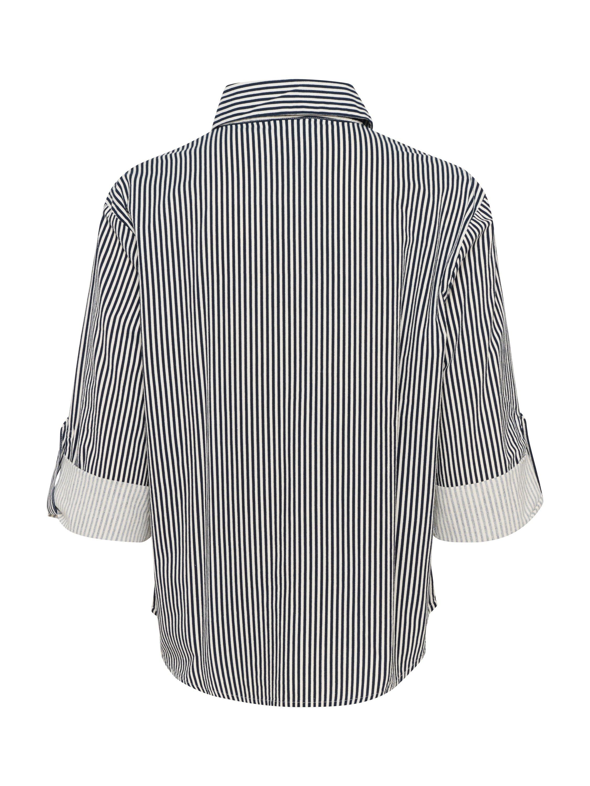 Product image 6 of 6, which shows Saint Tropez Zalinda Stripe Roll Tab Shirt, White/Multi, XS