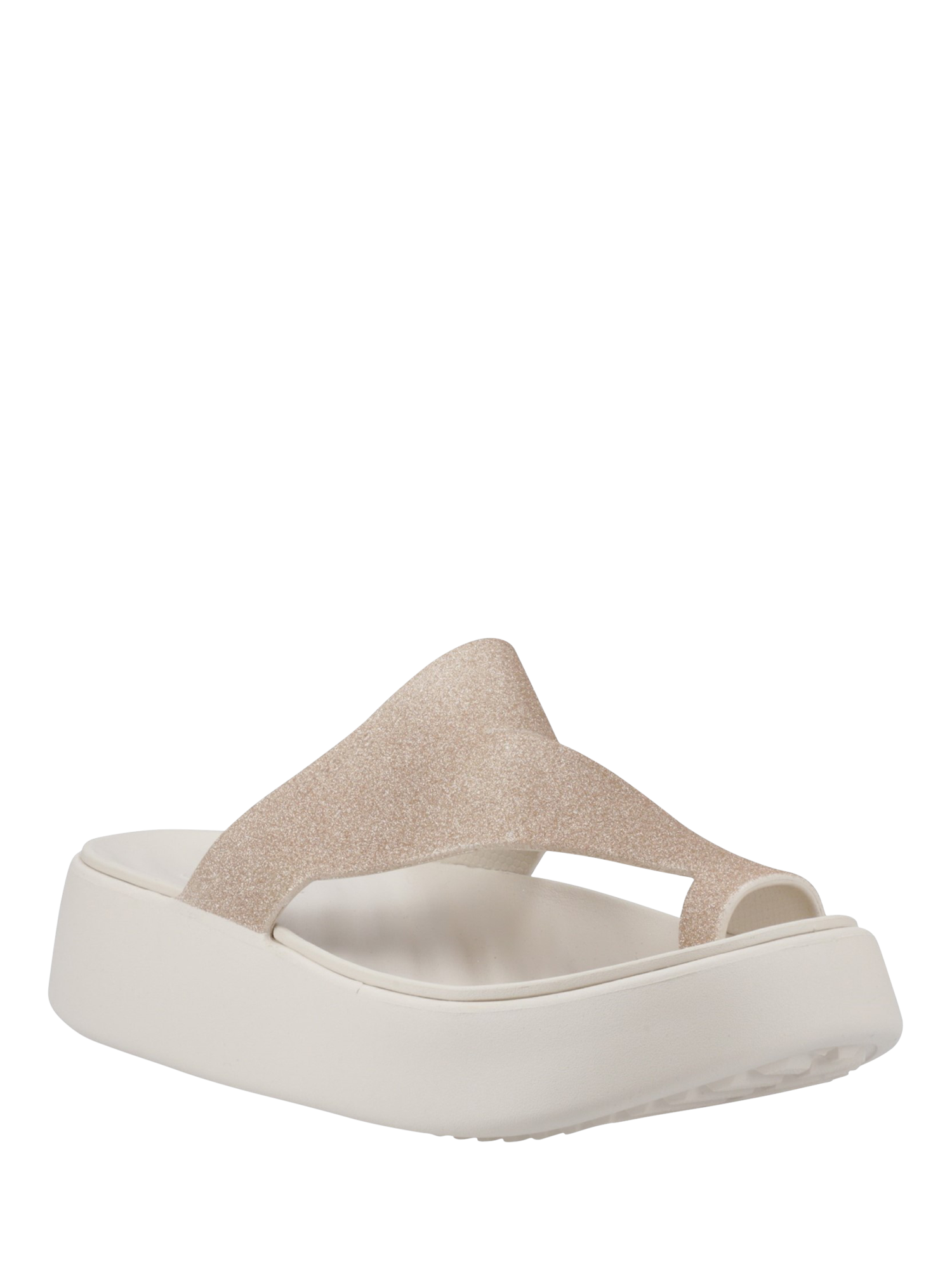 Product image 2 of 4, which shows Crocs Getaway Toe Loop Platform Sandals, Off White, 4
