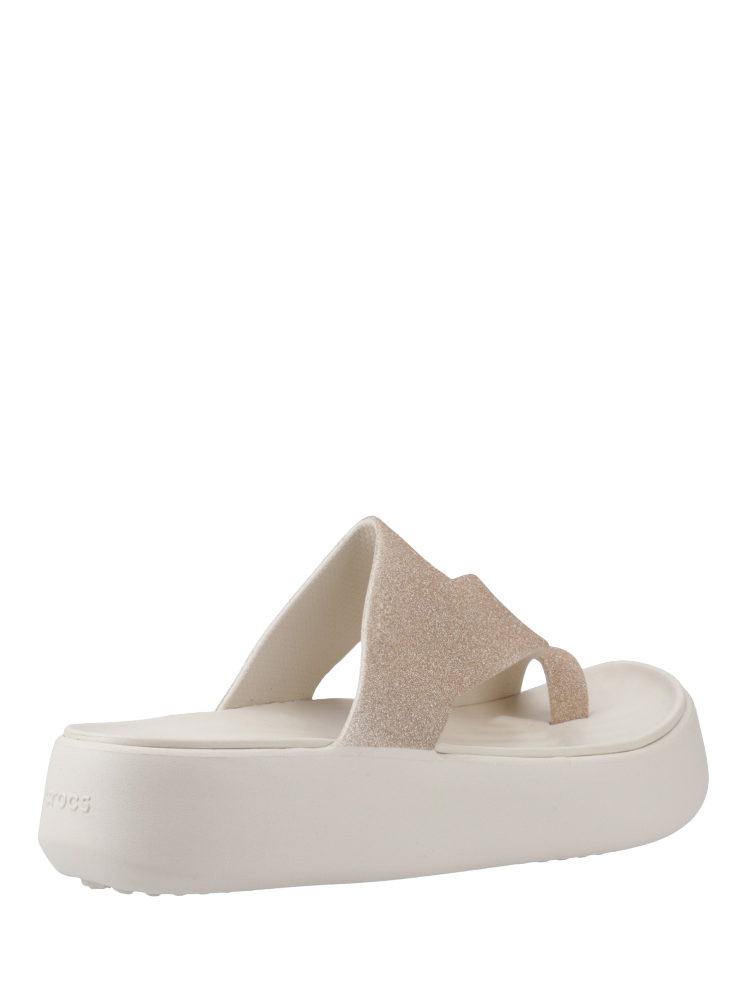 Product image 3 of 4, which shows Crocs Getaway Toe Loop Platform Sandals, Off White, 4