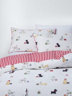 John Lewis Christmas Dogs Double Duvet Cover Set, Multi
