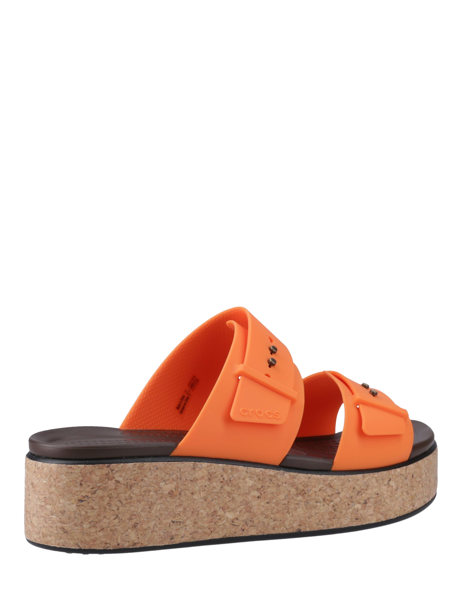 Product image 3 of 4, which shows Crocs Brooklyn Buckle Low Wedge Strappy Sandals, Topaz, 4