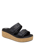 Crocs Brooklyn Buckle Low Wedge Strappy Sandals, Black