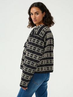 KAFFE Ronia Contrast Embroidered Tie Jacket, Black/Multi - view 2, Black/Multi