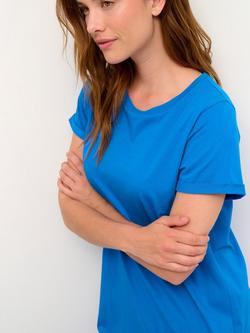 KAFFE Celina Cotton T-Shirt Maxi Dress, Mid Blue, Mid Blue