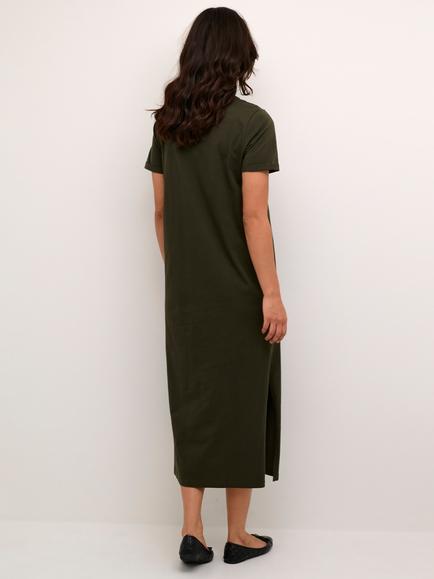 KAFFE Celina Cotton T-Shirt Midi Dress, Mid Green - view 2, Mid Green
