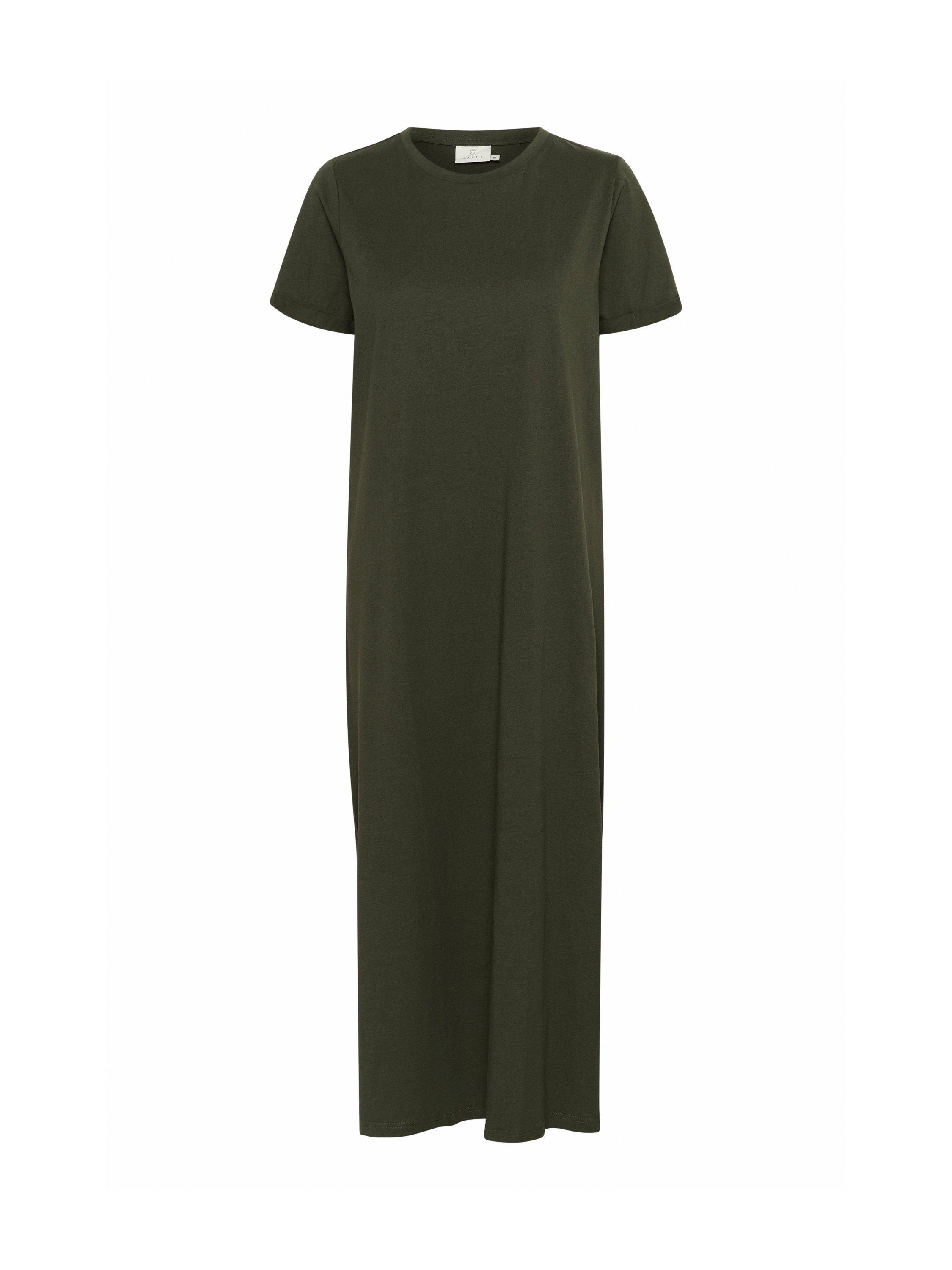 Product image 4 of 5, which shows KAFFE Celina Cotton T-Shirt Midi Dress, Mid Green, XS