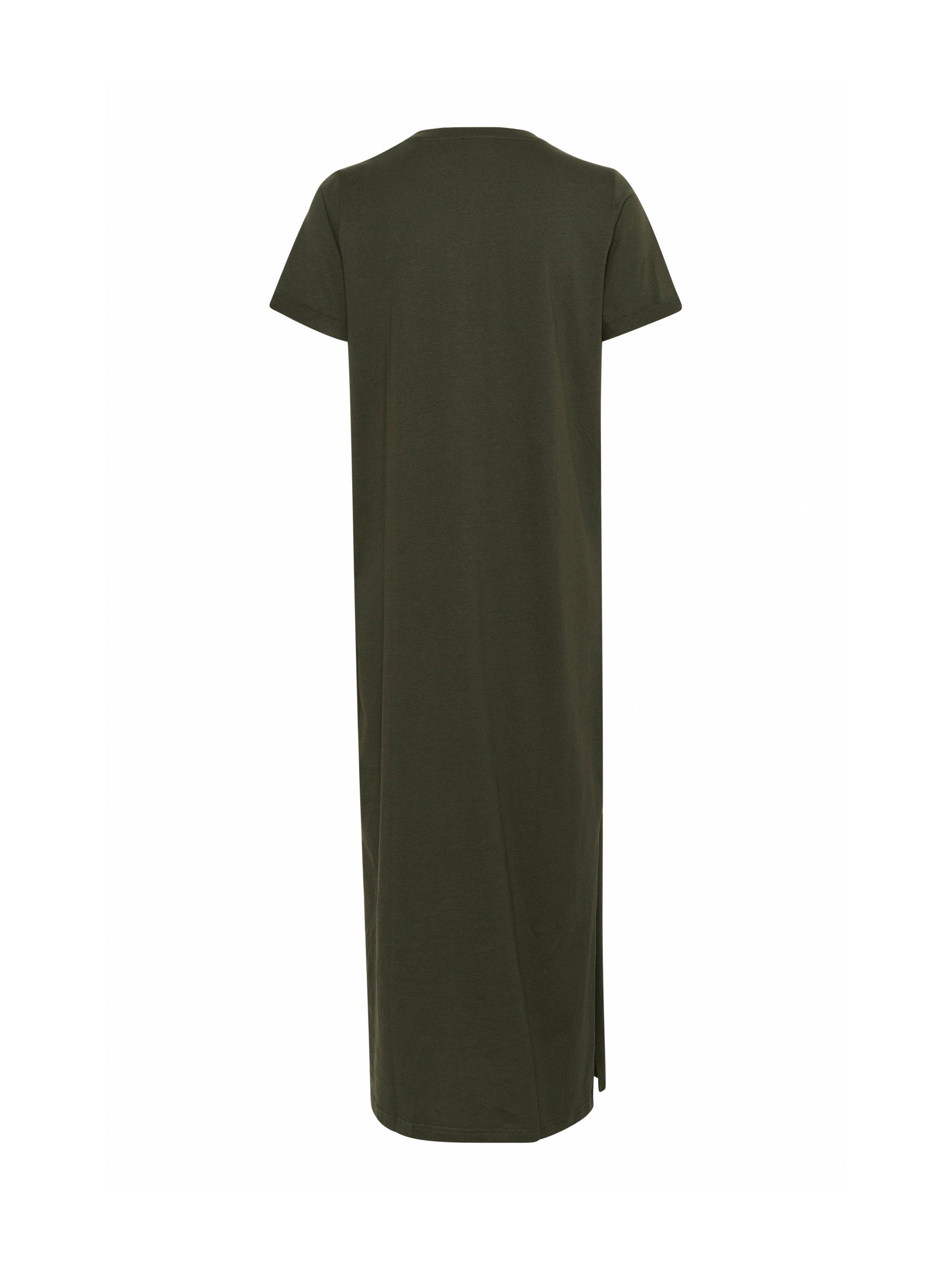Product image 5 of 5, which shows KAFFE Celina Cotton T-Shirt Midi Dress, Mid Green, XS