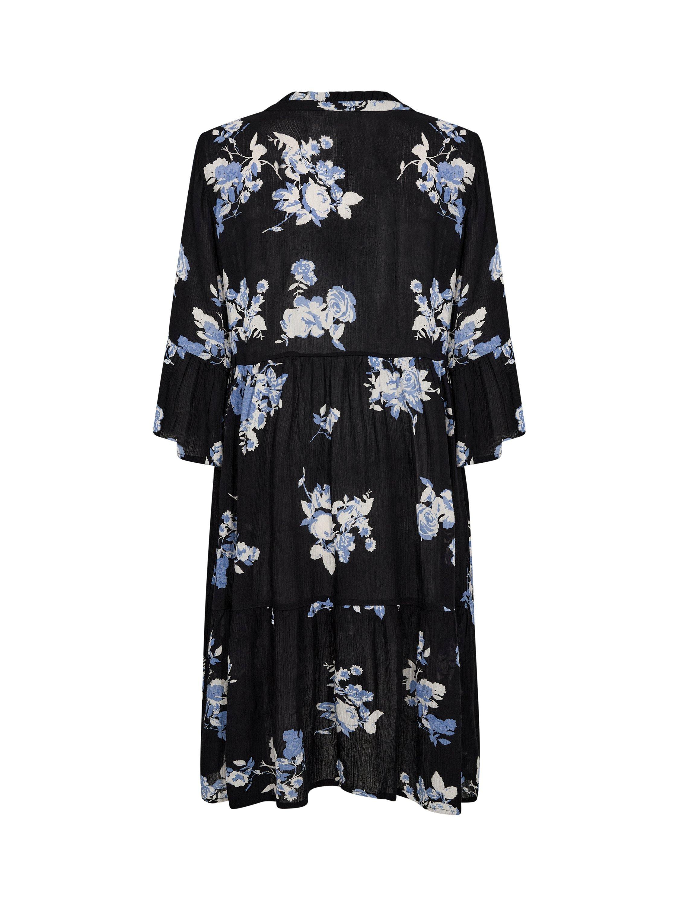 Product image 6 of 6, which shows KAFFE Edita Amber Floral Dress, Black/Blue, 8