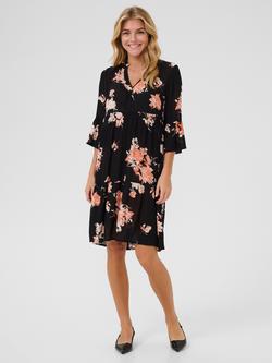 KAFFE Edita Amber Floral Tiered Knee Length Dress, Multi, Multi