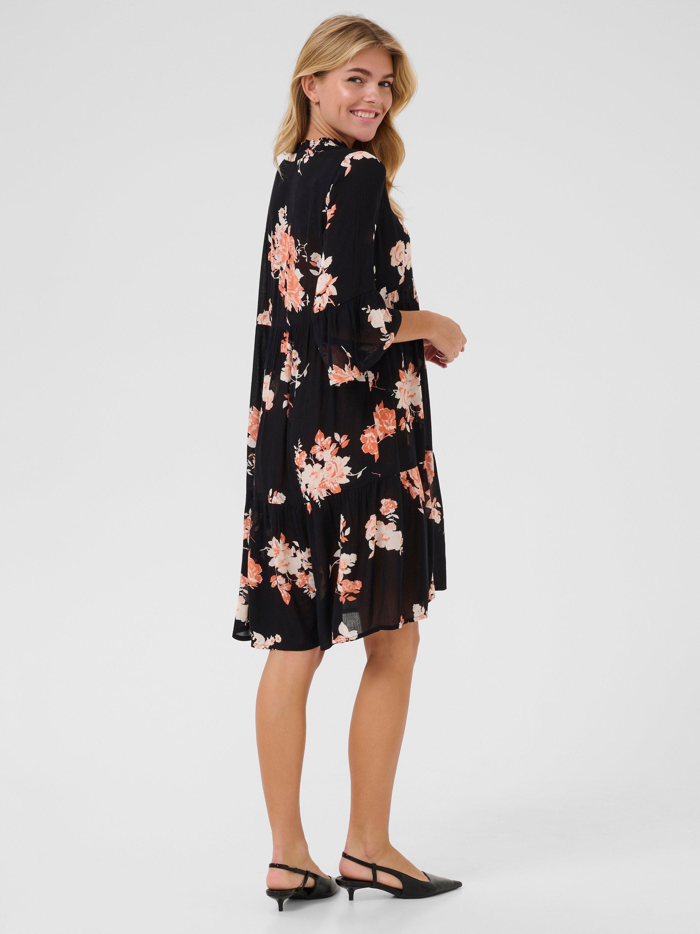 Product image 2 of 6, which shows KAFFE Edita Amber Floral Tiered Knee Length Dress, Multi, 8