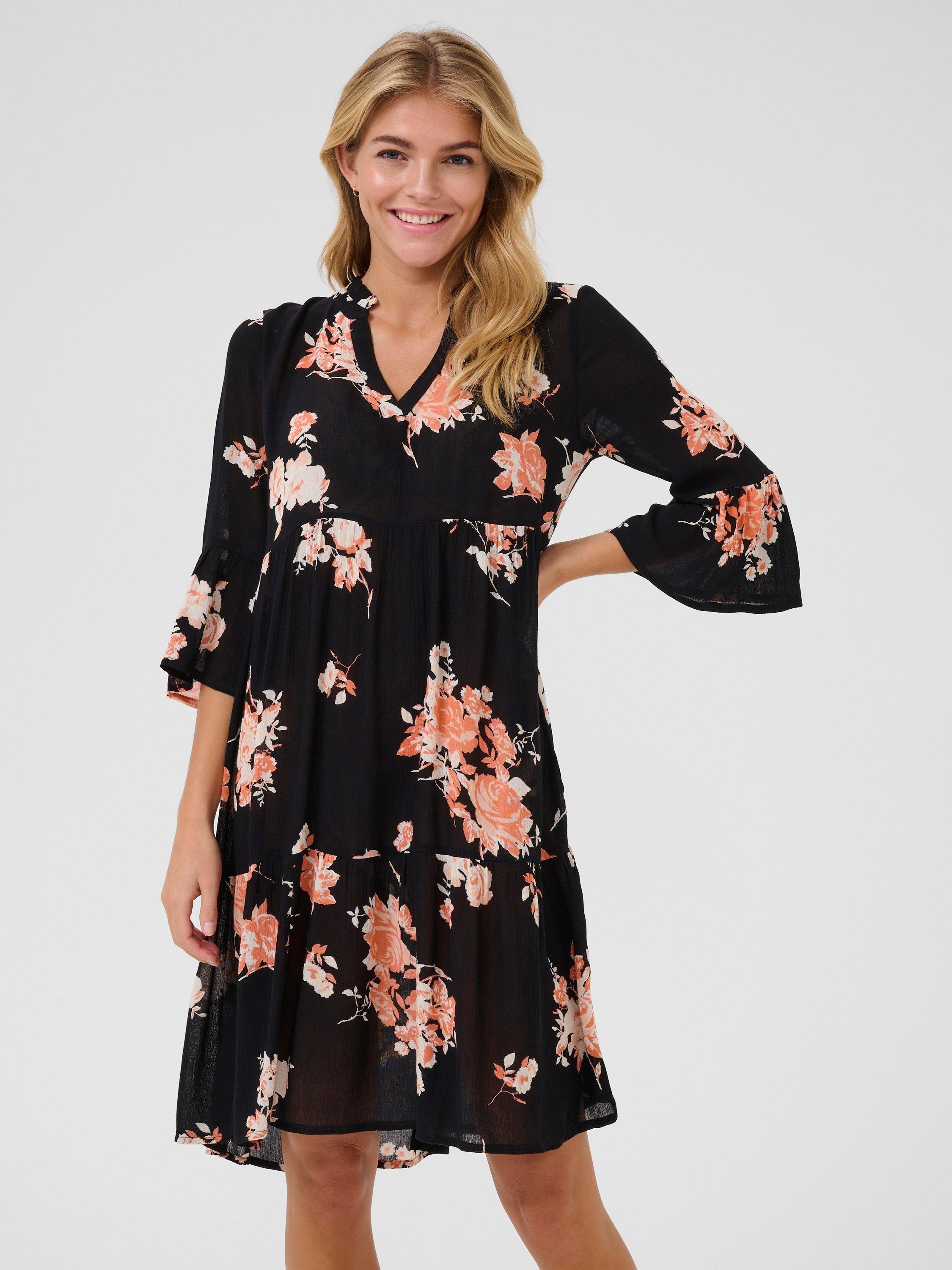 Product image 3 of 6, which shows KAFFE Edita Amber Floral Tiered Knee Length Dress, Multi, 8
