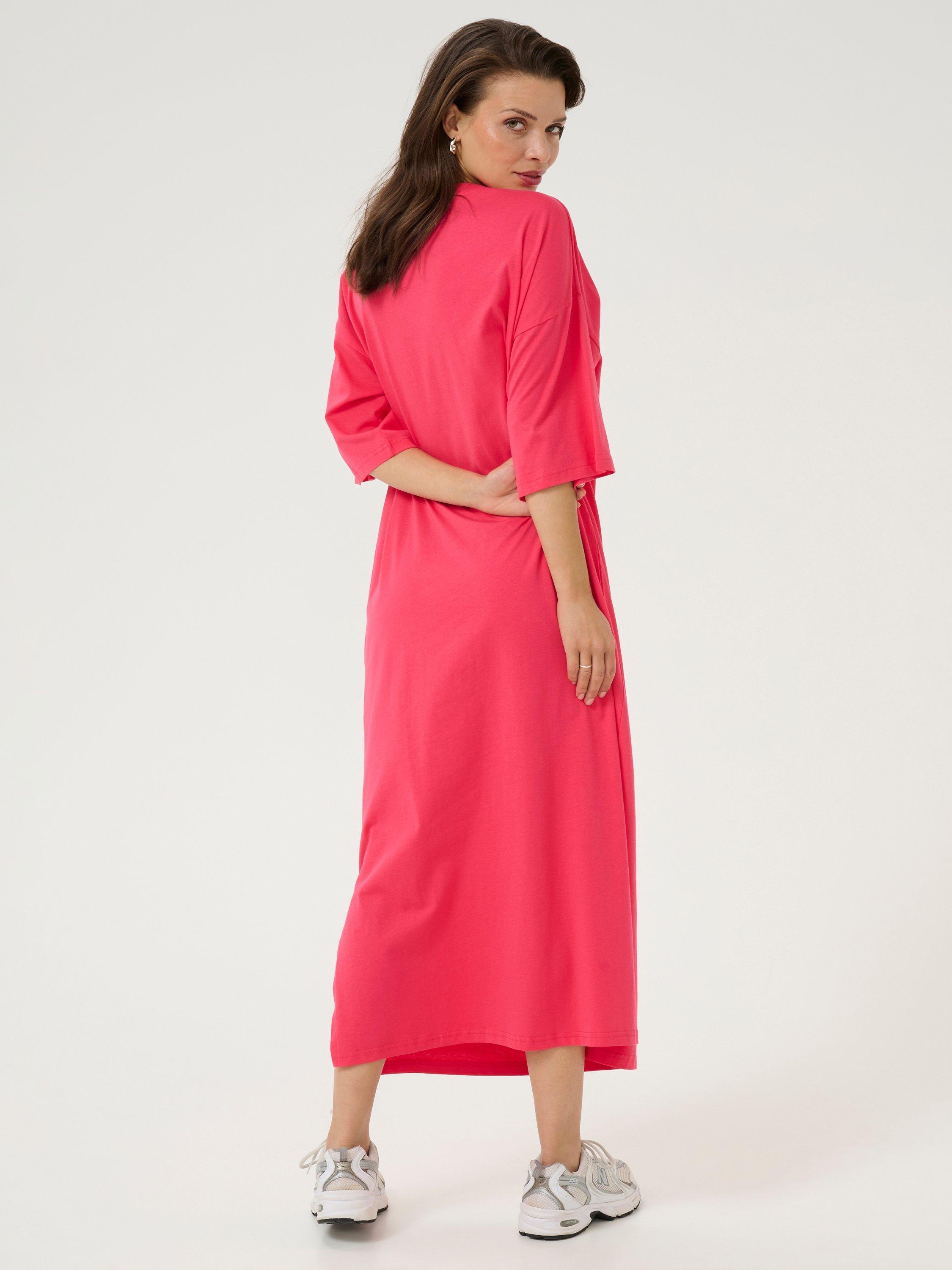 Product image 2 of 5, which shows KAFFE Edna T-Shirt Maxi Dress, Mid Red, S