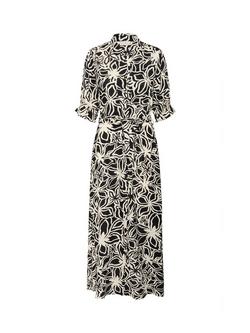 KAFFE Mira Floral Shirt Dress, Black/Light Beige - view 2, Black/Light Beige