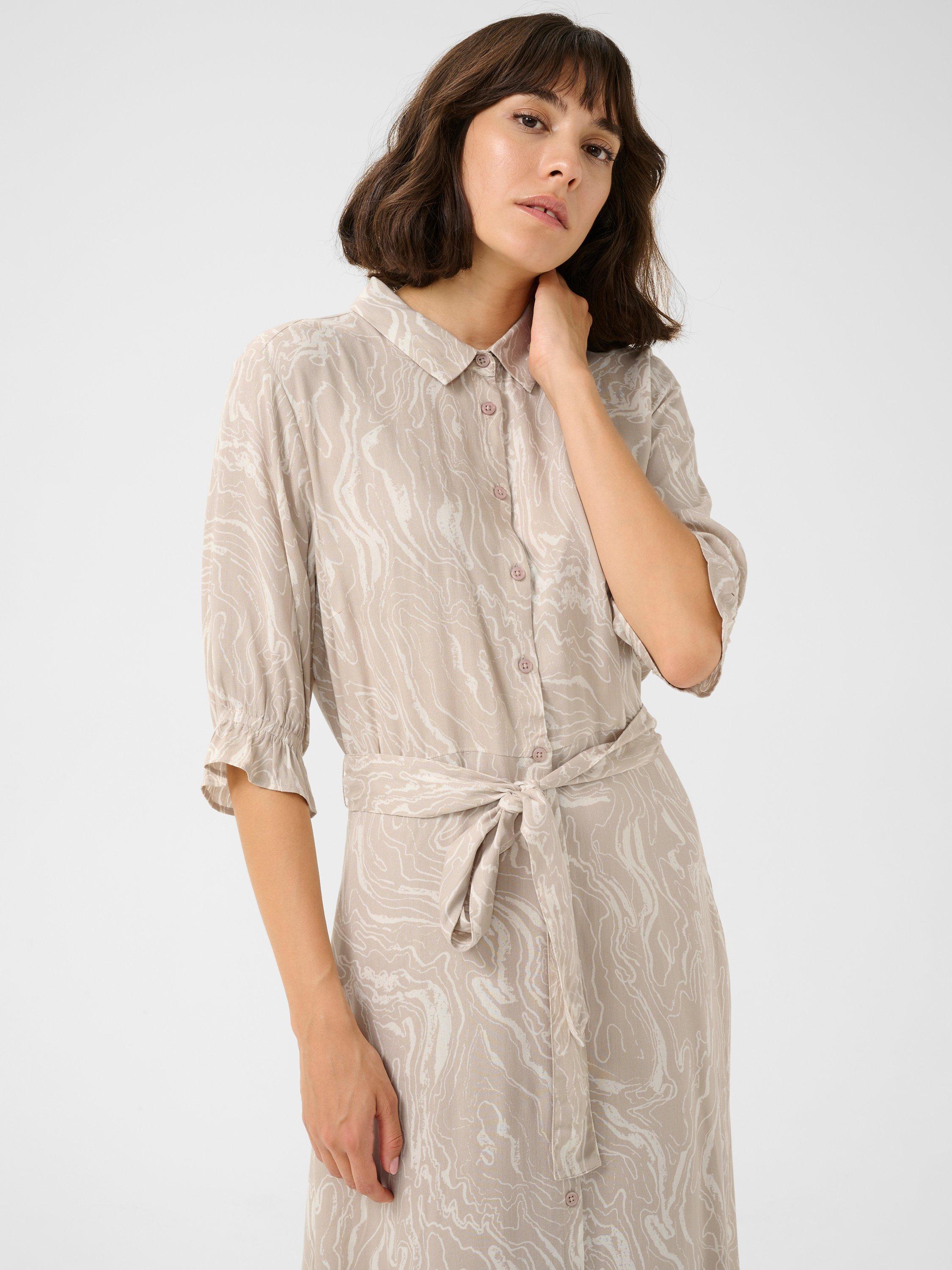 Product image 2 of 4, which shows KAFFE Mira Chalk Print Shirt Dress, Feather Grey/Chalk, 12