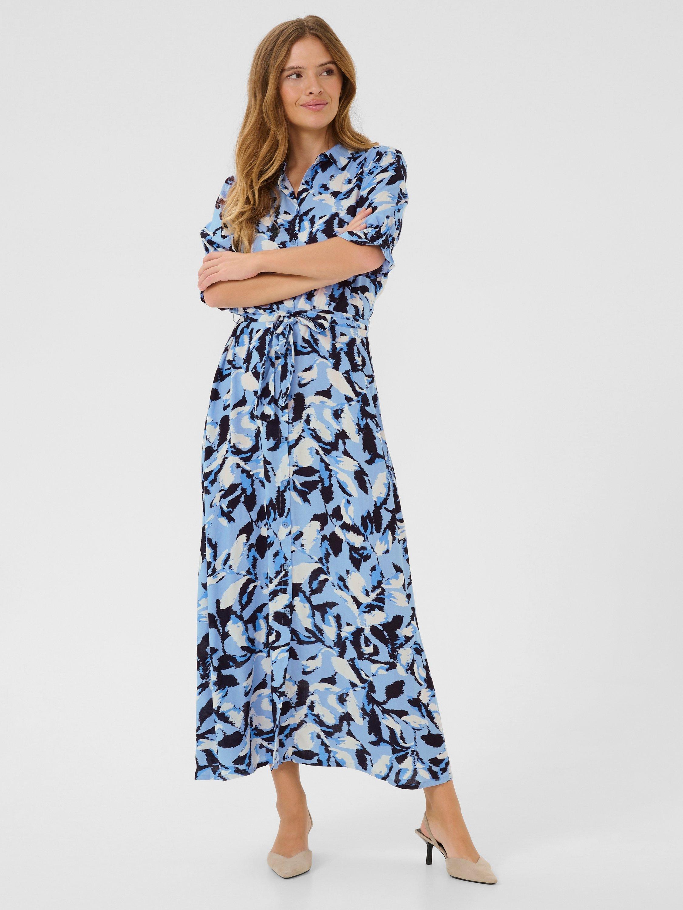 Product image 1 of 5, which shows KAFFE Mira Floral Shirt Dress, Blue, 8