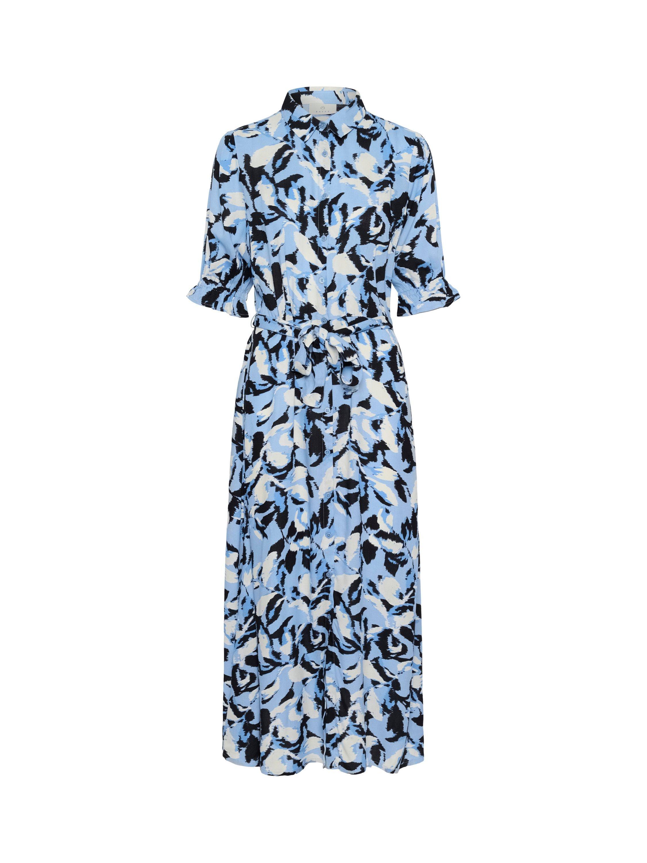 Product image 4 of 5, which shows KAFFE Mira Floral Shirt Dress, Blue, 8