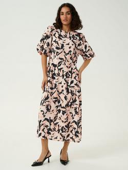 KAFFE Paco Floral A-Line Short Sleeve Midi Dress, Multi