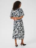 KAFFE Paco Floral A-Line Short Sleeve Midi Dress, Blue/Multi