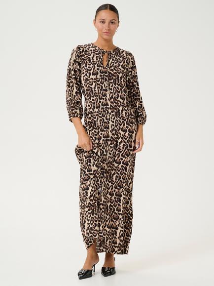 KAFFE Pedra Leopard Print Maxi Dress, Beige, Beige