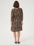 KAFFE Pedra Leopard Print Knee Length Dress, Beige