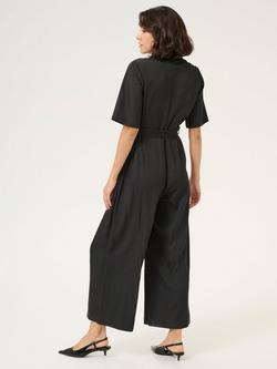 KAFFE Jiana Belted Wide Leg Jumpsuit, Black Deep - view 2, Black Deep