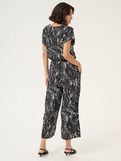 KAFFE Mira Abstract Swirl Jumpsuit, Black/Chalk - view 2, Black/Chalk