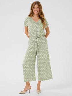 KAFFE Mira Abstract Jumpsuit, Oli Green/Chalk, Oli Green/Chalk