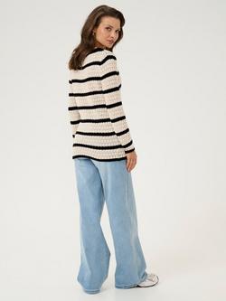 KAFFE Eleanor Stripe Scoop Neck Fitted Jumper, Beige/Natural - view 2, Beige/Natural