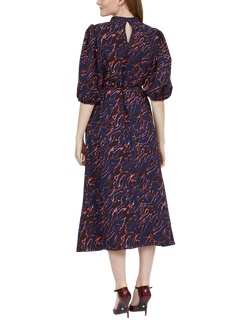 Sisters Point Ventia Abstract Print High Neck Midi Dress, Navy/Red - view 2, Navy/Red