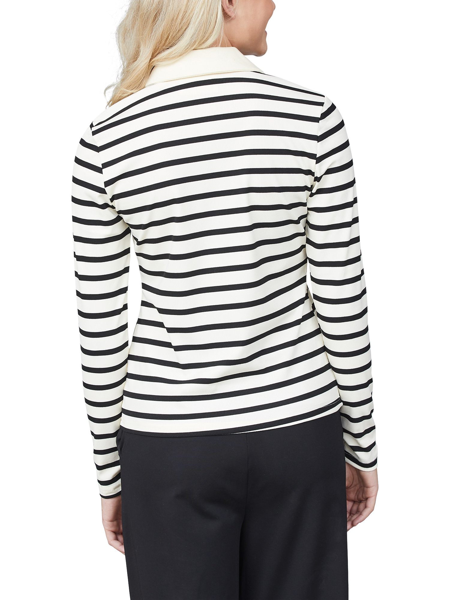 Product image 2 of 4, which shows Sisters Point Vepi Stripe Polo Shirt, Cream/Black, XL