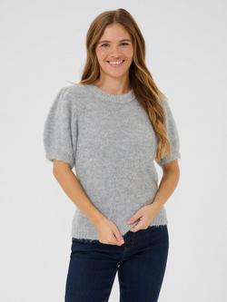 KAFFE Emilie Puff Short Sleeve Jumper, Mid Grey, Mid Grey